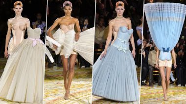 Style Against Gravity! Models Walk in Bizarre Upside-Down, Diagonal and Sideways Gowns at Paris Fashion Week; Netizens React To The Unusual Collection (See Pics & Video)